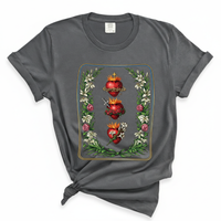 Load image into Gallery viewer, Jesus Mary Joseph Three Hearts - Catholic Comfort Colors Tee