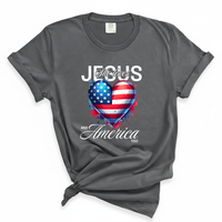 Load image into Gallery viewer, Jesus Loves America Too Patriotic Shirt - Comfort Colors Tee