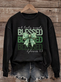 Load image into Gallery viewer, Not Lucky, Simply Blessed - Christian Sweatshirt
