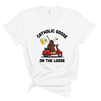Load image into Gallery viewer, Catholic Goose On The Loose - Comfort Colors Tee