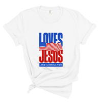 Load image into Gallery viewer, Love Jesus and America Too Shirt - Patriotic Christian Comfort Colors Tee