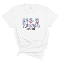 Load image into Gallery viewer, USA Est 1766 Floral Shirt - Comfort Colors Women's Tee
