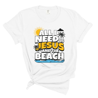 Load image into Gallery viewer, All I Need Is Jesus And The Beach - Christian Summer Comfort Colors Women's Tee