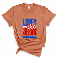 Load image into Gallery viewer, Love Jesus and America Too Shirt - Patriotic Christian Comfort Colors Tee