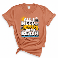 Load image into Gallery viewer, All I Need Is Jesus And The Beach - Christian Summer Comfort Colors Women's Tee