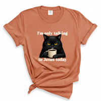 Load image into Gallery viewer, I'm Only Talking To Jesus Today - Christian Cat Lover Comfort Colors Tee