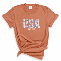 Load image into Gallery viewer, USA Est 1766 Floral Shirt - Comfort Colors Women's Tee