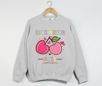 Load image into Gallery viewer, Love Never Fails - 1 Corinthians 13:8 Christian Sweatshirt
