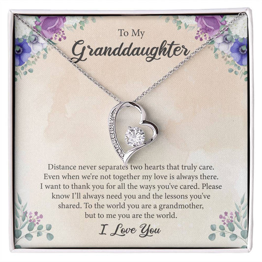 To My GrandDaughter  - Cubic Zirconia Heart Love Necklace with card