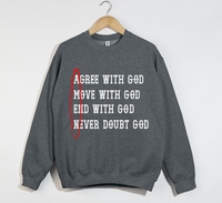 Load image into Gallery viewer, AMEN: Agree, Move, End, Never Doubt God - Christian Sweatshirt
