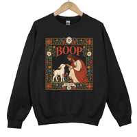 Load image into Gallery viewer, Jesus Lamb Boop Sweatshirt - Luke 15 Bible Verse Shirt, Retro Floral Religious Sweater