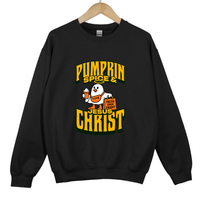Load image into Gallery viewer, Pumpkin Spice and Jesus Christ - Christian Fall Sweatshirt