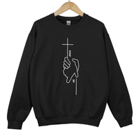 Load image into Gallery viewer, Jesus And Me Cross Sweatshirt - Helping Hand Jesus Top, Minimalist Faith Cross Sweater