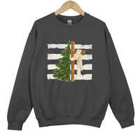 Load image into Gallery viewer, Christian Christmas Holiday Sweatshirt - Christmas Tree and Cross Shirt