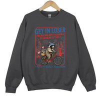 Load image into Gallery viewer, Get In Loser Faith Feral Freedom Raccoon Shirt - Funny Patriotic Raccoon Sweatshirt