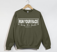 Load image into Gallery viewer, Run Your Race, Keep The Faith - Christian Sweatshirt
