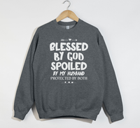 Load image into Gallery viewer, Blessed By God, Spoiled By My Husband - Wife Sweatshirt
