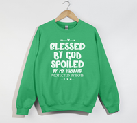 Load image into Gallery viewer, Blessed By God, Spoiled By My Husband - Wife Sweatshirt
