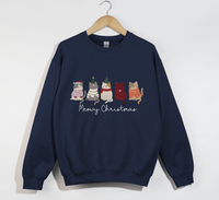 Load image into Gallery viewer, Meowy Christmas Cat Lover Sweatshirt
