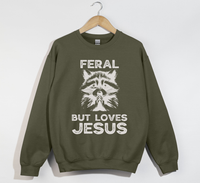Load image into Gallery viewer, Feral But Loves Jesus - Christian Sweatshirt
