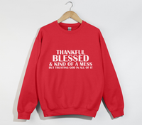 Load image into Gallery viewer, Thankful, Blessed And Kind Of A Mess - Christian Sweatshirt
