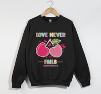 Load image into Gallery viewer, Love Never Fails - 1 Corinthians 13:8 Christian Sweatshirt
