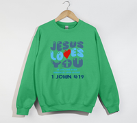 Load image into Gallery viewer, Jesus Loves You, He Loved Us First - Christian Sweatshirt
