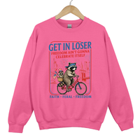 Load image into Gallery viewer, Get In Loser Faith Feral Freedom Raccoon Shirt - Funny Patriotic Raccoon Sweatshirt