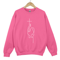 Load image into Gallery viewer, Jesus And Me Cross Sweatshirt - Helping Hand Jesus Top, Minimalist Faith Cross Sweater