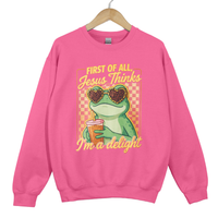 Load image into Gallery viewer, Jesus Thinks I'm A Delight - Funny Christian Frog Sweatshirt