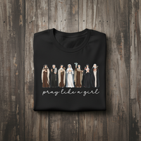 Load image into Gallery viewer, Pray Like a Girl - Catholic Women of Faith 100% Cotton Softstyle Tee
