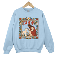Load image into Gallery viewer, Jesus Lamb Boop Sweatshirt - Luke 15 Bible Verse Shirt, Retro Floral Religious Sweater