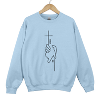 Load image into Gallery viewer, Jesus And Me Cross Sweatshirt - Helping Hand Jesus Top, Minimalist Faith Cross Sweater