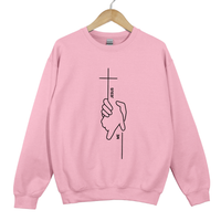 Load image into Gallery viewer, Jesus And Me Cross Sweatshirt - Helping Hand Jesus Top, Minimalist Faith Cross Sweater