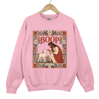 Load image into Gallery viewer, Jesus Lamb Boop Sweatshirt - Luke 15 Bible Verse Shirt, Retro Floral Religious Sweater