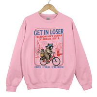 Load image into Gallery viewer, Get In Loser Faith Feral Freedom Raccoon Shirt - Funny Patriotic Raccoon Sweatshirt
