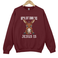 Load image into Gallery viewer, Christian Christmas Sweatshirt - Normal Isn't Coming Back Jesus Is