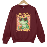Load image into Gallery viewer, Jesus Thinks I'm A Delight - Funny Christian Frog Sweatshirt