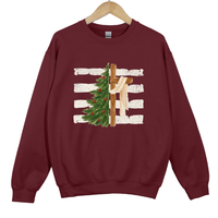 Load image into Gallery viewer, Christian Christmas Holiday Sweatshirt - Christmas Tree and Cross Shirt