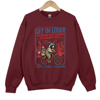 Load image into Gallery viewer, Get In Loser Faith Feral Freedom Raccoon Shirt - Funny Patriotic Raccoon Sweatshirt