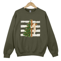 Load image into Gallery viewer, Christian Christmas Holiday Sweatshirt - Christmas Tree and Cross Shirt