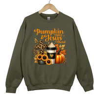 Load image into Gallery viewer, Pumpkin Spice and Jesus Christ Sweatshirt - Christian Fall Shirt