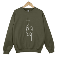 Load image into Gallery viewer, Jesus And Me Cross Sweatshirt - Helping Hand Jesus Top, Minimalist Faith Cross Sweater
