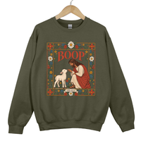 Load image into Gallery viewer, Jesus Lamb Boop Sweatshirt - Luke 15 Bible Verse Shirt, Retro Floral Religious Sweater