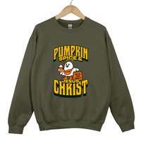 Load image into Gallery viewer, Pumpkin Spice and Jesus Christ - Christian Fall Sweatshirt