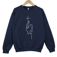 Load image into Gallery viewer, Jesus And Me Cross Sweatshirt - Helping Hand Jesus Top, Minimalist Faith Cross Sweater