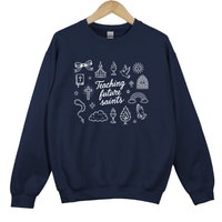 Load image into Gallery viewer, Teaching Future Saints Sweatshirt - Catholic Teacher Trendy Top, Catechists Sweater