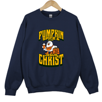 Load image into Gallery viewer, Pumpkin Spice and Jesus Christ - Christian Fall Sweatshirt