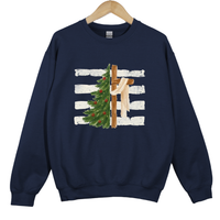 Load image into Gallery viewer, Christian Christmas Holiday Sweatshirt - Christmas Tree and Cross Shirt