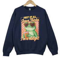 Load image into Gallery viewer, Jesus Thinks I'm A Delight - Funny Christian Frog Sweatshirt